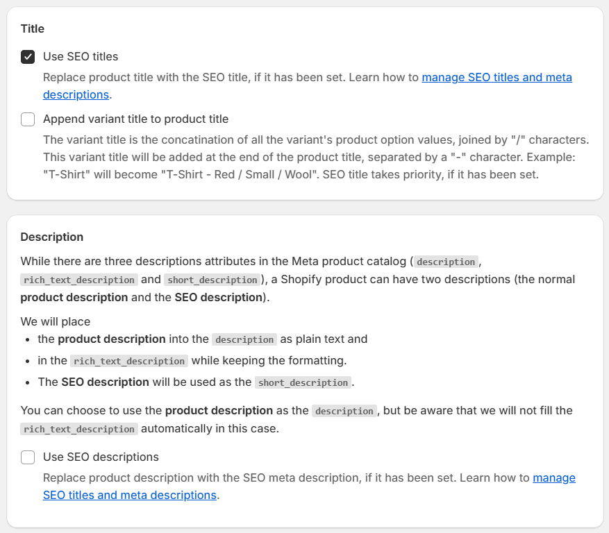 Titles & Descriptions